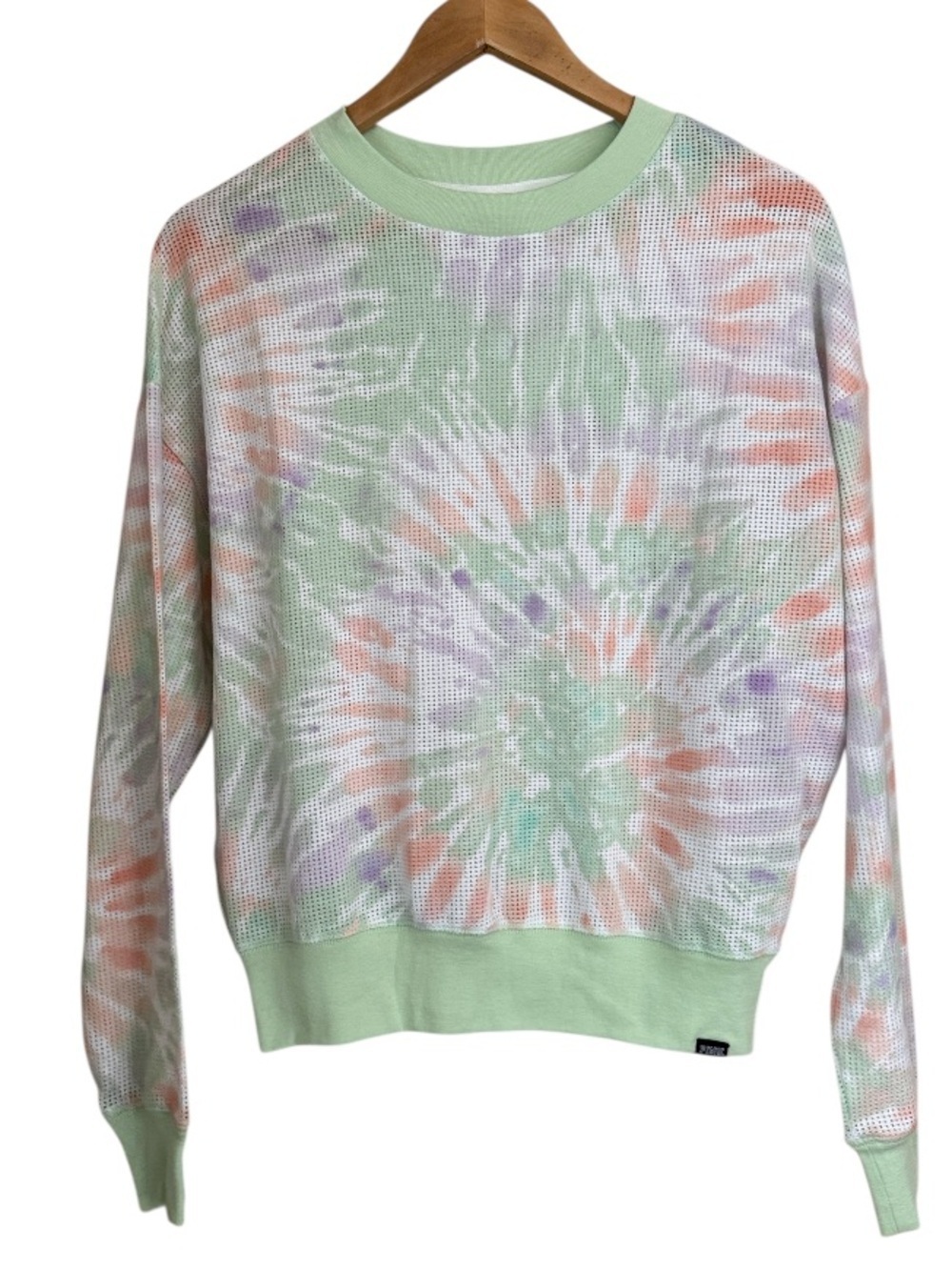 PINK Victoria's Secret Pastel Tie-Dye Sweater mesh knit soft XS oversized